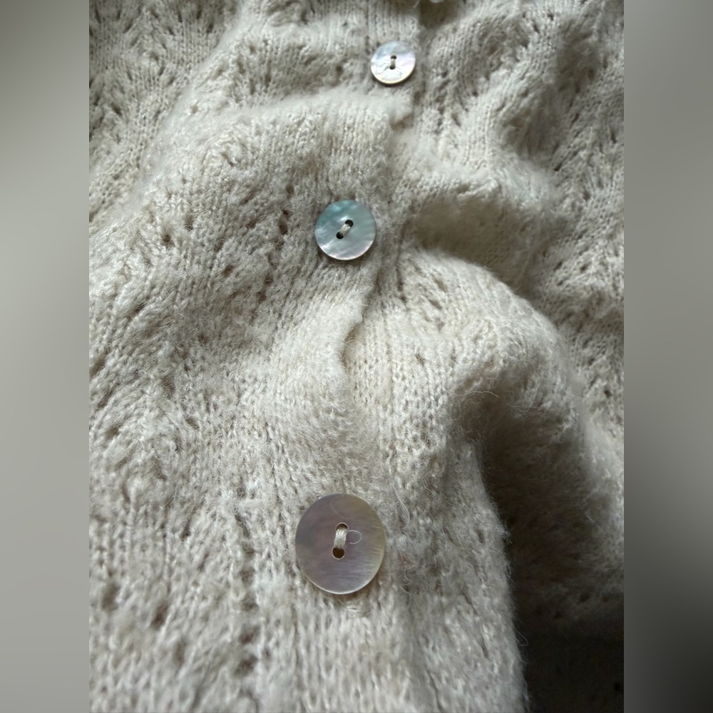MANGO Openwork Baby Doll Neck Cardigan in size Small - Picture 15 of 16